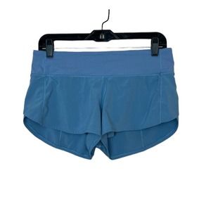 Lululemon Speed Up Shorts Solid Blue Run Zip Pocket Lined Low Rise 2.5" Womens 6